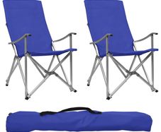 Foldable Camping Chairs 2 pcs Blue