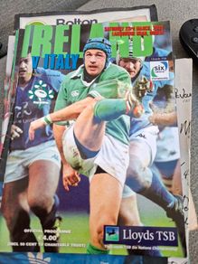 Ireland v Italy 2002 Six Nations rugby programme with ticket stub