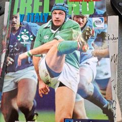 Ireland v Italy 2002 Six Nations rugby programme with ticket stub