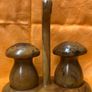Vintage Mushroom shape salt and pepper shakers on stand Image 4