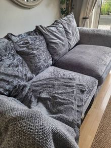 Free Grey 3 seater velvet couch