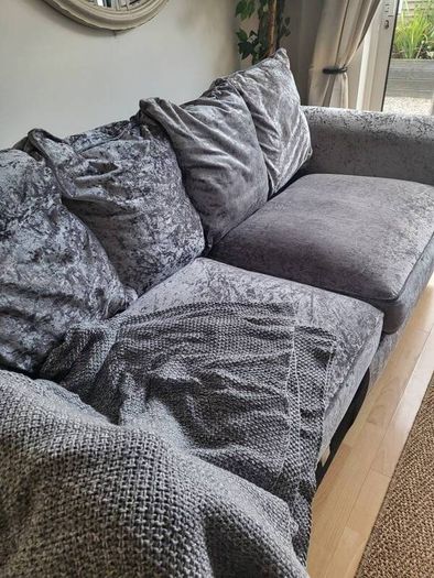 Free Grey 3 seater velvet couch