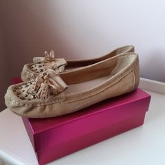 Carvela flat loafer shoes with tassels, beige, size 6, 28 euros