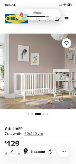 ikea gulliver cot bed & baby elegance mattress