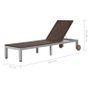 Sun Lounger with Wheels Poly Rattan Brown Image 5