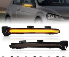 Dynamic LED Turn Signal Light Mirror Light for VW Golf Mk7, White & Amber Dual Colours Wing Mirror Indicator Light Replacement for VW Golf Mk7 7.5 7 Gti R (Smoked Lens)