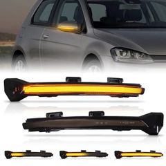 Dynamic LED Turn Signal Light Mirror Light for VW Golf Mk7, White & Amber Dual Colours Wing Mirror Indicator Light Replacement for VW Golf Mk7 7.5 7 Gti R (Smoked Lens)