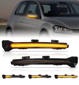 Dynamic LED Turn Signal Light Mirror Light for VW Golf Mk7, White & Amber Dual Colours Wing Mirror Indicator Light Replacement for VW Golf Mk7 7.5 7 Gti R (Smoked Lens)