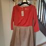 Coral Dress brand new chic beige two part look cute date smart mini party with zipper at the back Size S UK 8 Image 2