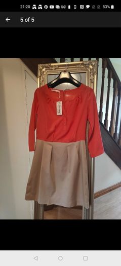 Coral Dress brand new chic beige two part look cute date smart mini party with zipper at the back Size S UK 8