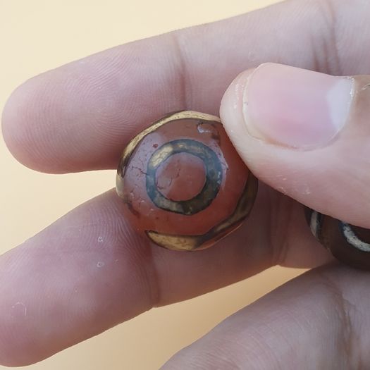 Vintage Etched Carnelian Agate Beads Tribal Gemstone Lot of 3