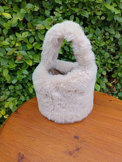 Cream Faux Fur Handbag
