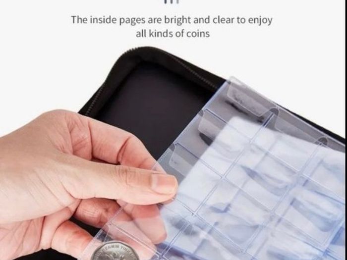 Zipper Faux Leather Case 360 Large Capacity Coin Collection Book Size Grid Mixed Coin Stamp Collection Book Badge Sticker High-end Protective Cover Hot Stamping Storage Book