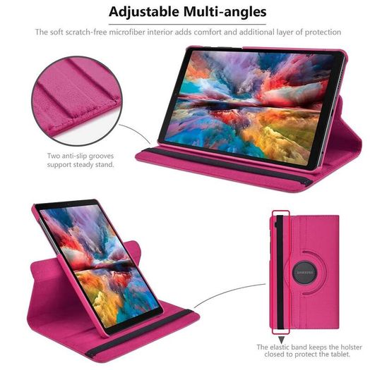 For Samsung Galaxy Tab A9 Tablet Case 360 Rotating PU Leather Cover - Rose