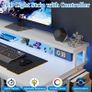 L Shaped Desk with LED Lights & Power Outlets, 100 cm Gaming Desk with 2 Shelves, Computer Table with Monitor Stand Image 4