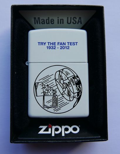 Zippo Try The Fan Test White Matte Zippo Lighter Mint In Box