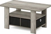 FREE EXPRESS SHIPPING Andrey Coffee Table with Bin Drawer, French Oak/Black
