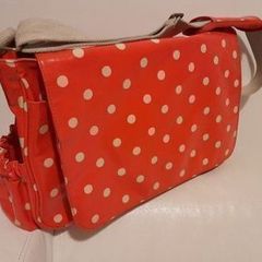 Cath Kidston glossy red polka dot shoulder bag