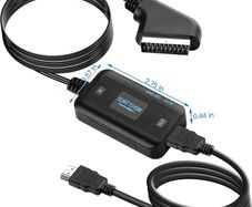 Scart(in) to HDMI(out) Converter - HDMI & Scart Cable for Video & Audio Upscale - Adapter for HDTV, Monitor, Projector, STB, VHS, Xbox, PS3