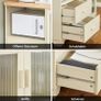 Beige Country Style Kitchen Sideboard Cabinet with Wine Rack and Glass Doors Image 4