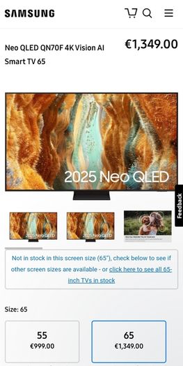 Samsung 65 Inch Neo QLED 4K TV (QN70F) - Like New Condition - 4+ Years Samsung Warranty