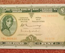 Irish One Pound Note - Lady Lavery