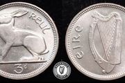 [#2443] - Ireland 1968 | Irish 3d | 3 Pence | Hare | KM.12a | UNC+