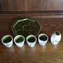 Vintage 1960s/70s  Dark Green ceramic egg cups and salt cellar with tray Image 2