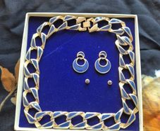 Vintage Unique 1980s Necklace and Earrings Set