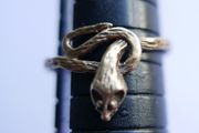 Vintage Sterling Silver 925 Gold Plated Snake Ring, adjustable size - 1,2g