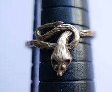 Vintage Sterling Silver 925 Gold Plated Snake Ring, adjustable size - 1,2g