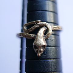 Vintage Sterling Silver 925 Gold Plated Snake Ring, adjustable size - 1,2g