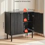 Coffee Bar Cabinet, Mid Century Fluted Coffee Bar Table with 2-Tier Storage, Buffet Stand Cabinet with Barn Door Image 6
