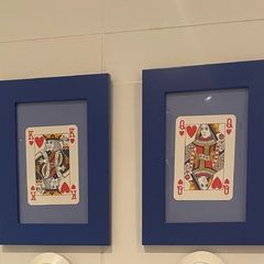 Framed Playing Cards King and Queen of Hearts