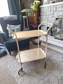 Vintage drinks trolly, with removable trays.