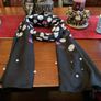 Samoon. FURTHER REDUCED.   Scarf In Black With White Polka Dots And A Littlle  Blue and Pink Also , With Decorative Pearls At The End Image 3