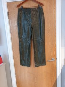 River Island  Jade  Green Faux Leather  Trousers.  S.12.  New - No Tag.