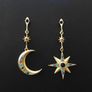 Star Starburst Moon Drop Dangle Earrings Image 3
