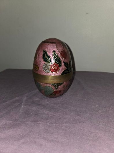Cloisonne Brass Egg Trinket Box