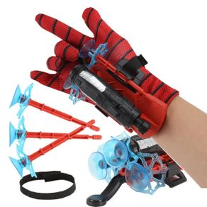 Spiderman Anime Figure Figures Kawaii Kids Plastic Role Play Gloves Launcher Custom Set Wrist Toy Set