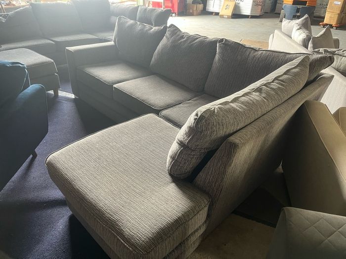Grey corduroy corner sofa set