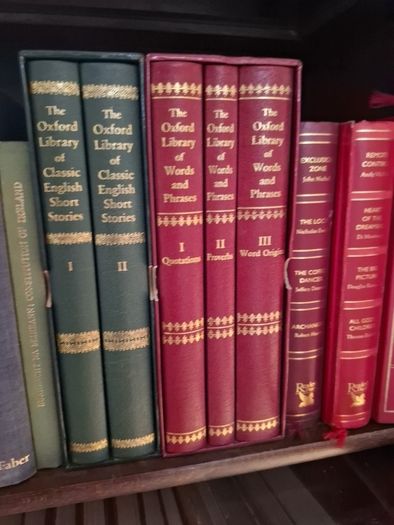 large collection vintage antiquarian books. 4 complete shelves.