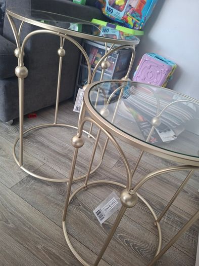 Gold Glass Top Nest of Tables