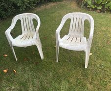 2 x White Plastic Garden Chairs