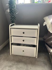 White Bedside Table with Drawers