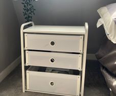 White Bedside Table with Drawers