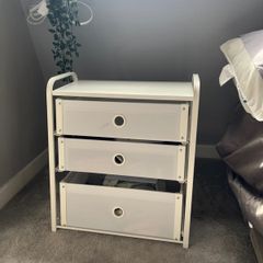 White Bedside Table with Drawers