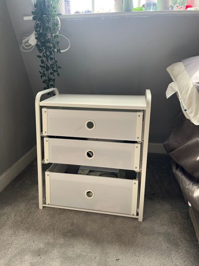 White Bedside Table with Drawers
