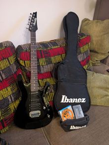 Ibanez electric guitar and amp