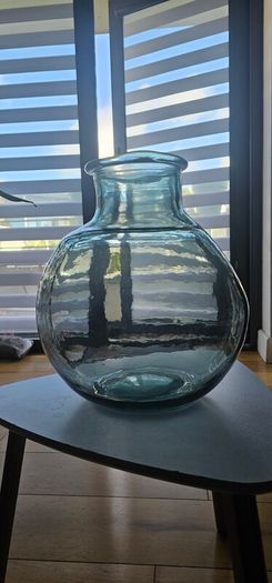 blue big glass vase